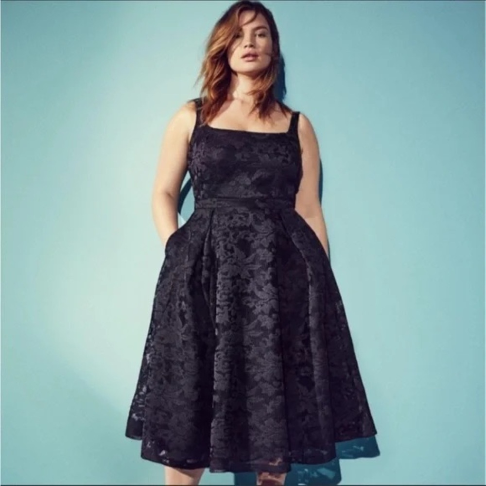 Azazie Midnight Black Floral Embroidered Dress